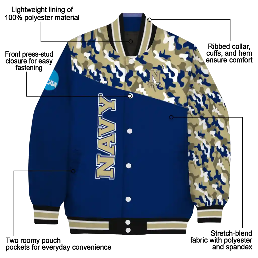 custom navy midshipmen camouflage splash blue varsity jacket new arrival custom navy midshipmen camouflage splash blue varsity jacket new arrival