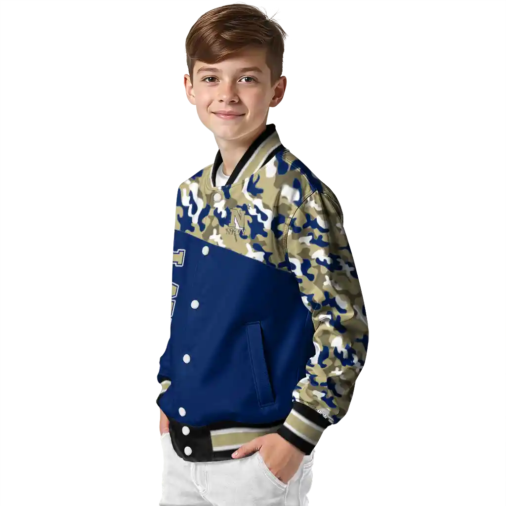 custom navy midshipmen camouflage splash blue varsity jacket trendy custom navy midshipmen camouflage splash blue varsity jacket trendy