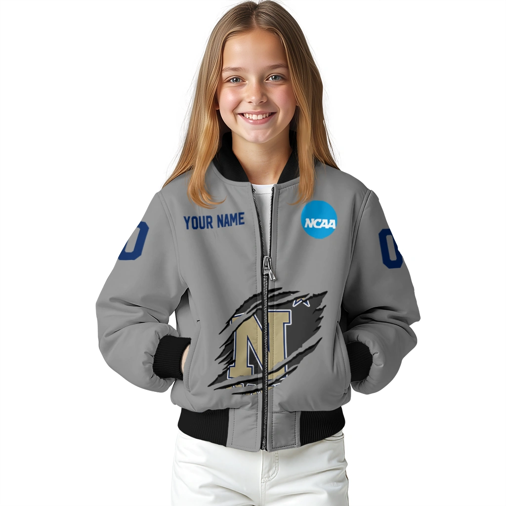 custom navy midshipmen feral slash grey bomber jacket top rated custom navy midshipmen feral slash grey bomber jacket top rated