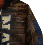 custom navy midshipmen flag wood brown bomber jacket best selling