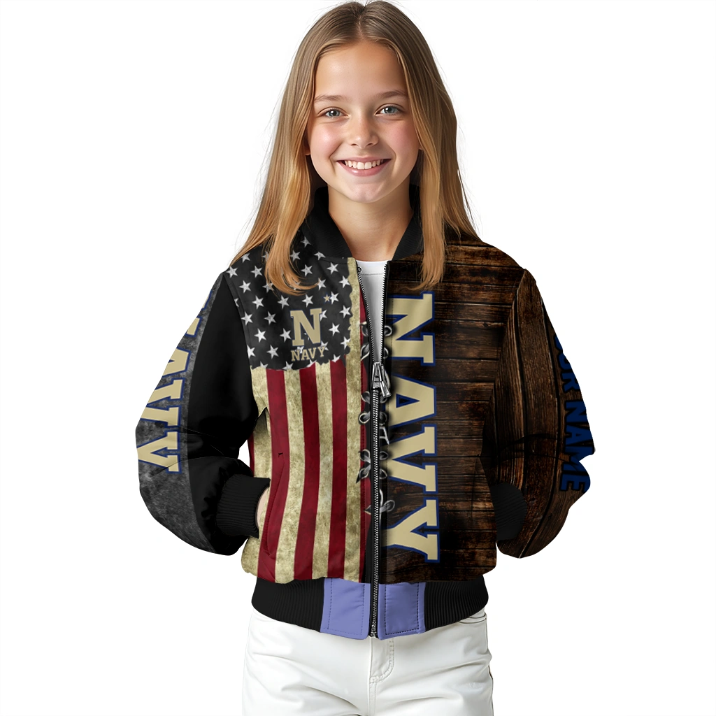custom navy midshipmen flag wood brown bomber jacket top rated custom navy midshipmen flag wood brown bomber jacket top rated