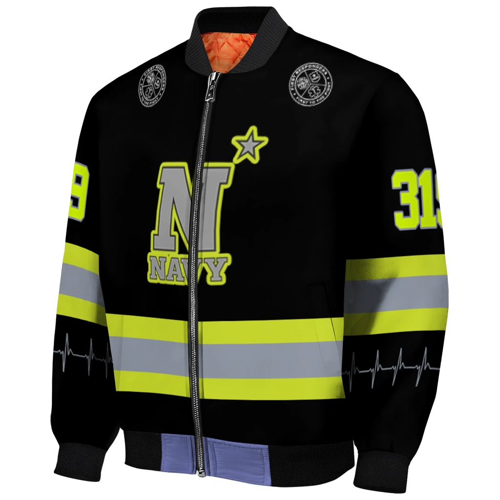 custom navy midshipmen heartbeat accent black green bomber jacket fashion forward custom navy midshipmen heartbeat accent black green bomber jacket fashion forward