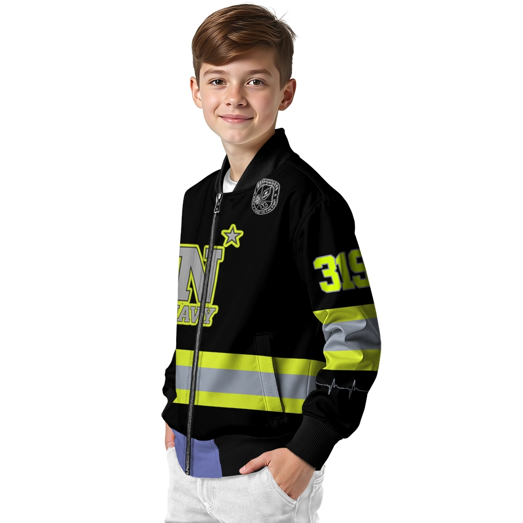 custom navy midshipmen heartbeat accent black green bomber jacket trendy custom navy midshipmen heartbeat accent black green bomber jacket trendy