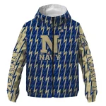 custom navy midshipmen lightning strike grid blue windbreaker jacket best selling