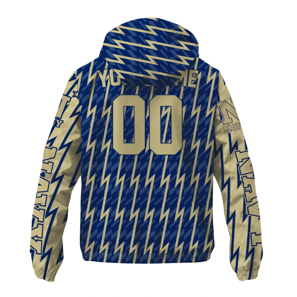 custom navy midshipmen lightning strike grid blue windbreaker jacket fashion forward custom navy midshipmen lightning strike grid blue windbreaker jacket fashion forward