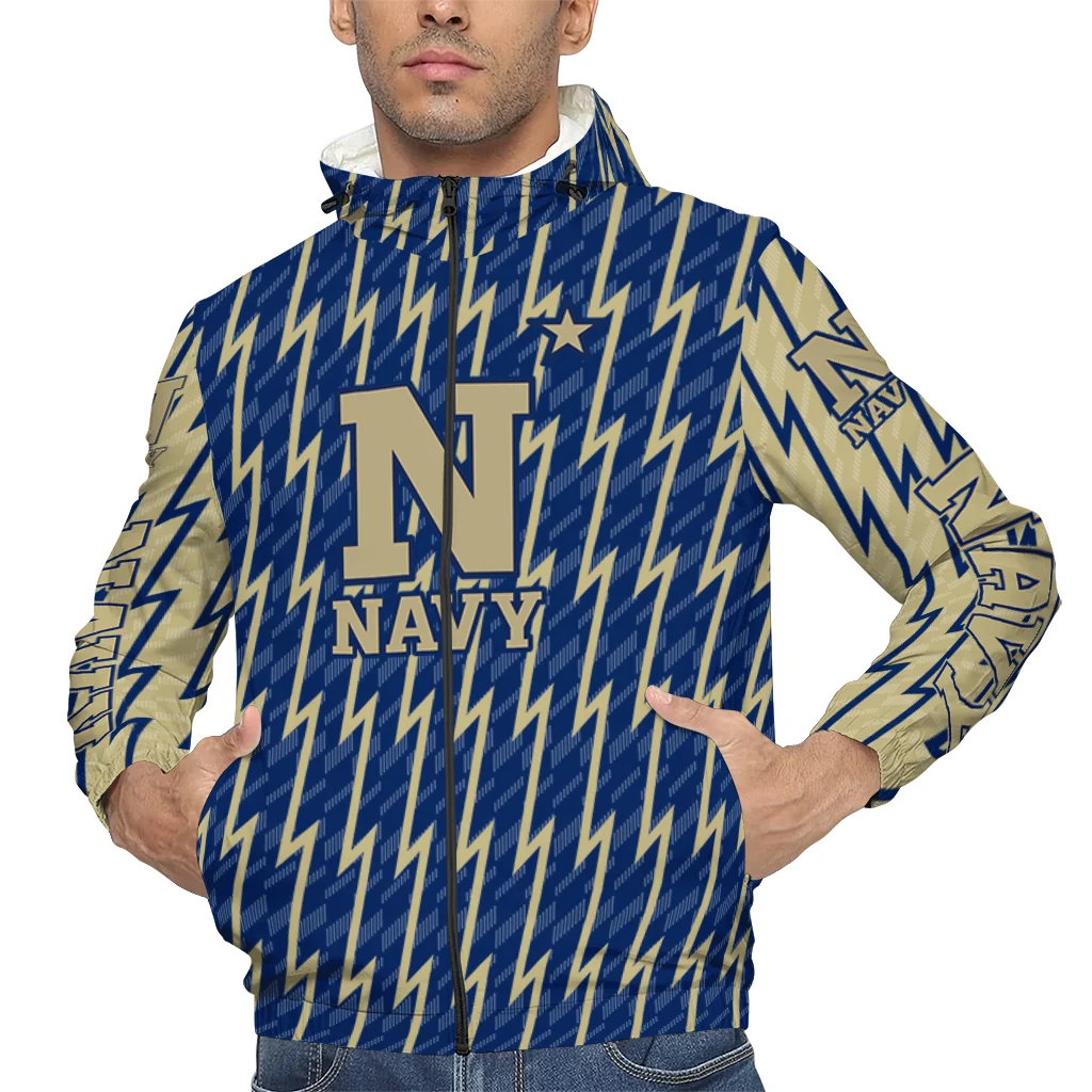 custom navy midshipmen lightning strike grid blue windbreaker jacket top rated custom navy midshipmen lightning strike grid blue windbreaker jacket top rated