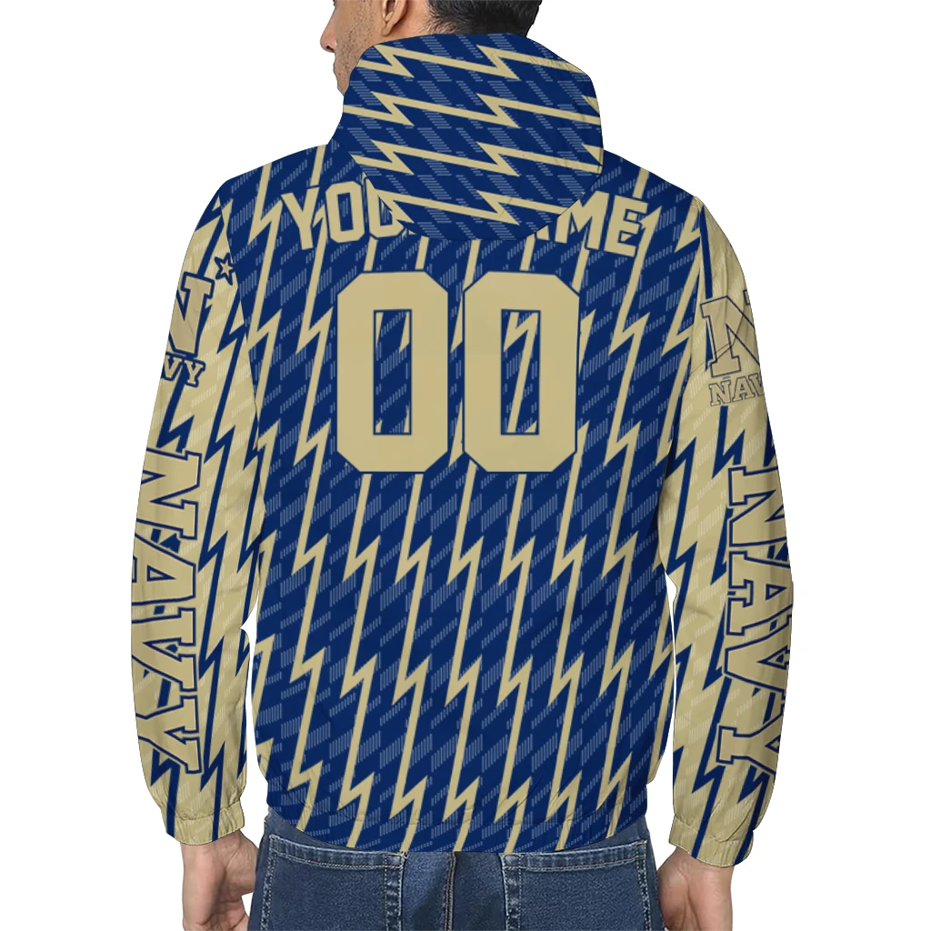 custom navy midshipmen lightning strike grid blue windbreaker jacket trendy custom navy midshipmen lightning strike grid blue windbreaker jacket trendy
