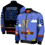 custom navy midshipmen mario blocks blue black bomber jacket best selling