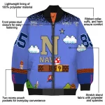 custom navy midshipmen mario blocks blue black bomber jacket best selling