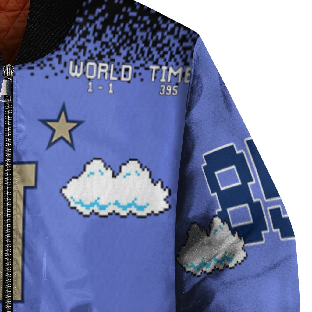 custom navy midshipmen mario blocks blue black bomber jacket premium grade custom navy midshipmen mario blocks blue black bomber jacket premium grade
