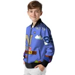 custom navy midshipmen mario blocks blue black bomber jacket best selling