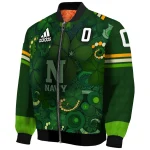 custom navy midshipmen shamrock vortex green bomber jacket best selling