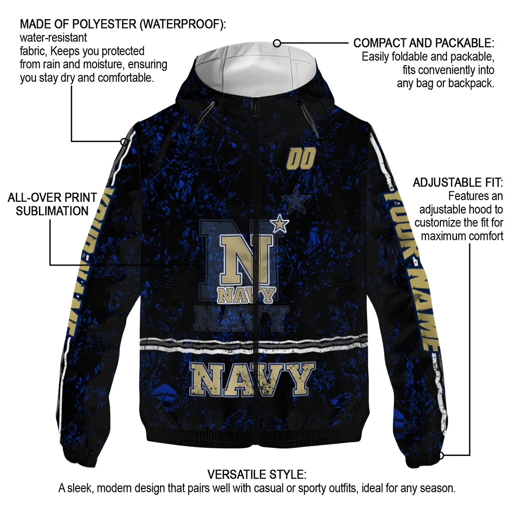 custom navy midshipmen shards cluster blue windbreaker jacket new arrival custom navy midshipmen shards cluster blue windbreaker jacket new arrival