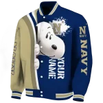 custom navy midshipmen snoopy head blue varsity jacket best selling