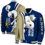 custom navy midshipmen snoopy head blue varsity jacket best selling