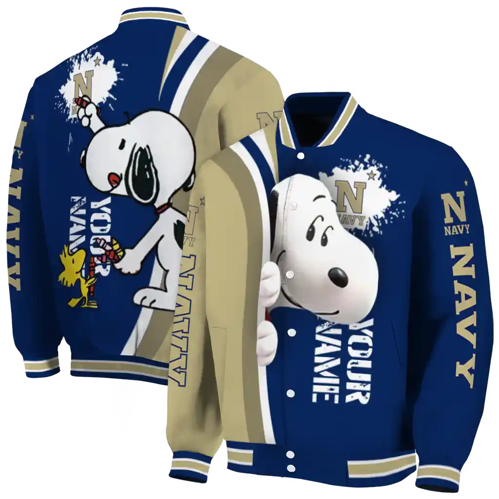 custom navy midshipmen snoopy head blue varsity jacket fashion forward custom navy midshipmen snoopy head blue varsity jacket fashion forward