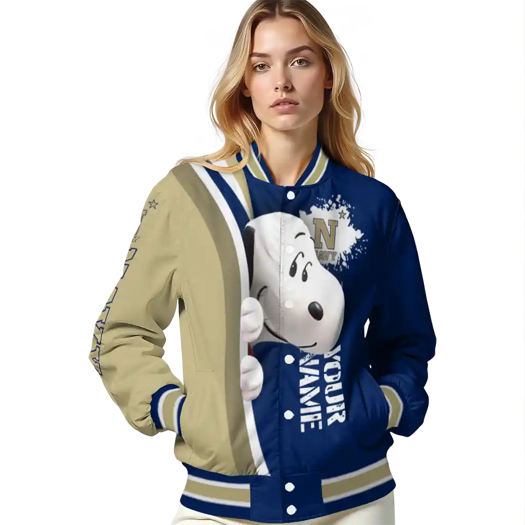 custom navy midshipmen snoopy head blue varsity jacket latest model custom navy midshipmen snoopy head blue varsity jacket latest model
