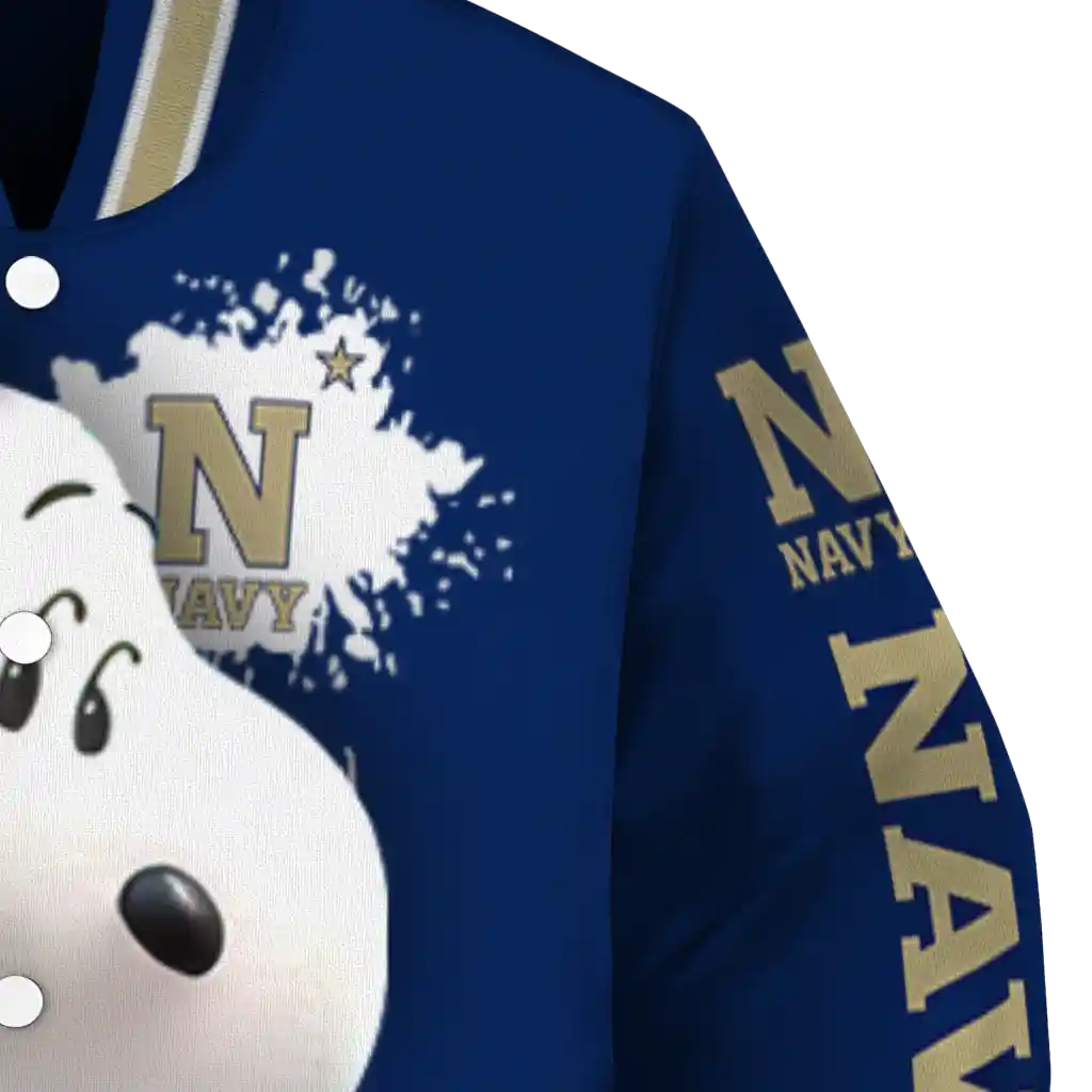 custom navy midshipmen snoopy head blue varsity jacket premium grade custom navy midshipmen snoopy head blue varsity jacket premium grade