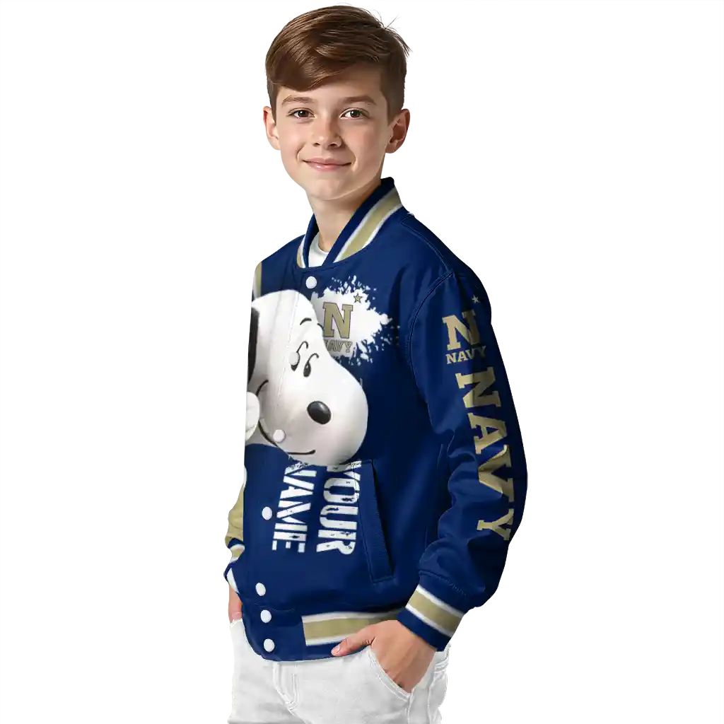 custom navy midshipmen snoopy head blue varsity jacket trendy custom navy midshipmen snoopy head blue varsity jacket trendy