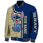 custom navy midshipmen stitch laughing blue varsity jacket best selling