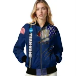 custom navy midshipmen usa flag claws blue bomber jacket best selling