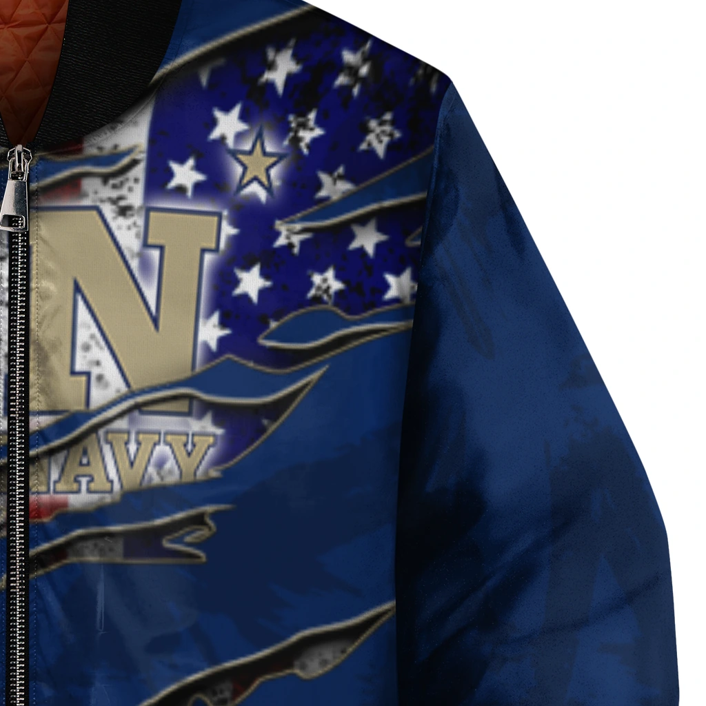 custom navy midshipmen usa flag claws blue bomber jacket premium grade custom navy midshipmen usa flag claws blue bomber jacket premium grade