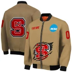 custom nc state wolfpack claw effect beige bomber jacket best selling