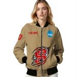 custom nc state wolfpack claw effect beige bomber jacket best selling