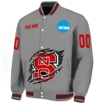 custom nc state wolfpack feral slash grey varsity jacket best selling