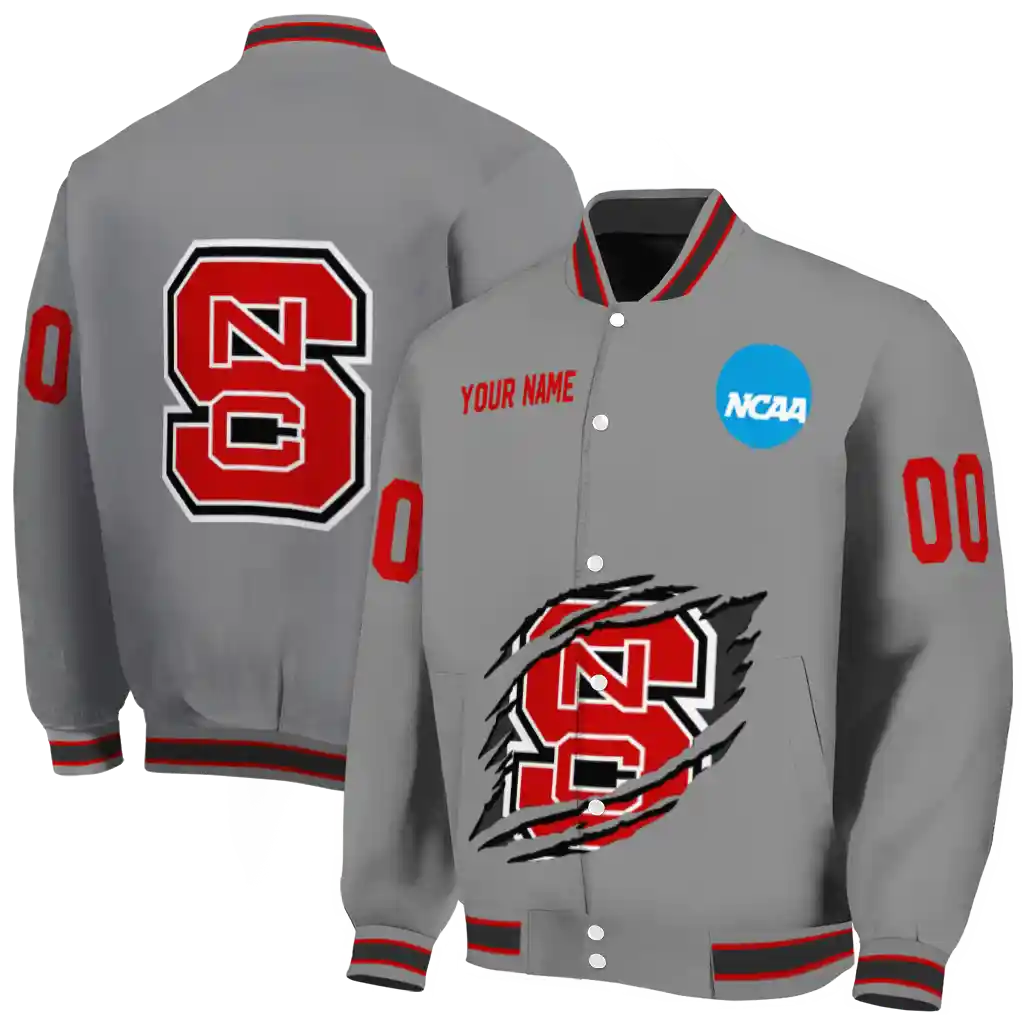 custom nc state wolfpack feral slash grey varsity jacket fashion forward custom nc state wolfpack feral slash grey varsity jacket fashion forward
