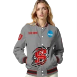 custom nc state wolfpack feral slash grey varsity jacket best selling