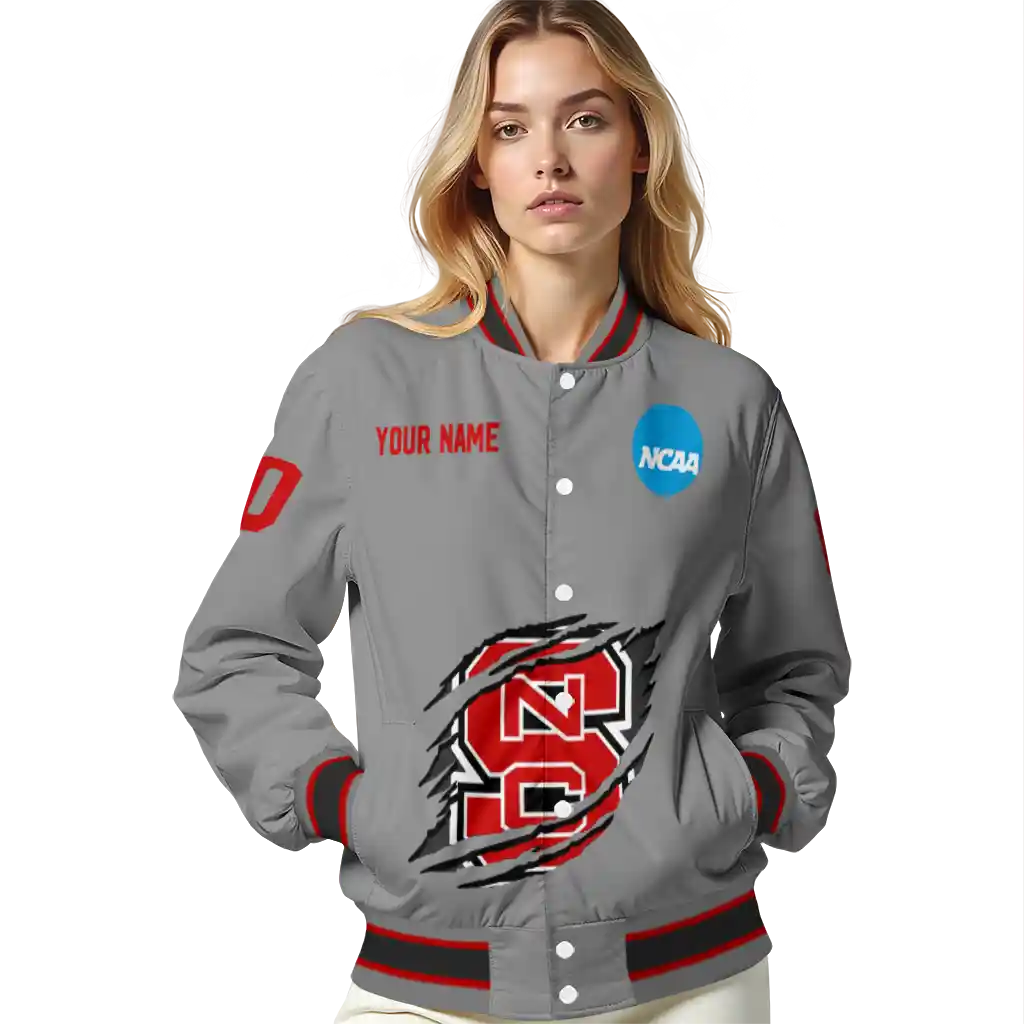 custom nc state wolfpack feral slash grey varsity jacket latest model custom nc state wolfpack feral slash grey varsity jacket latest model