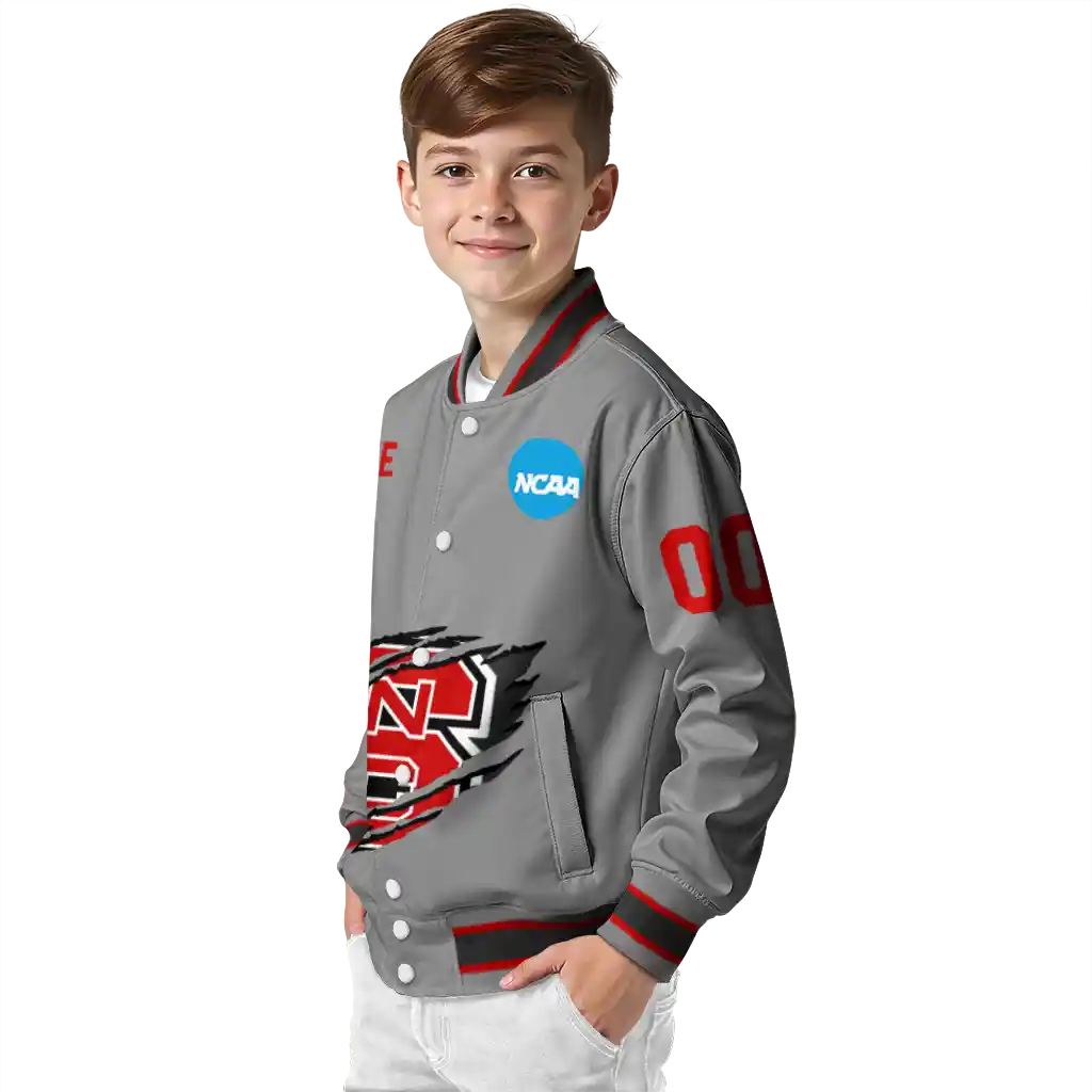 custom nc state wolfpack feral slash grey varsity jacket trendy custom nc state wolfpack feral slash grey varsity jacket trendy