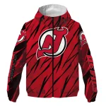 custom new jersey devils abstract streaks red windbreaker jacket best selling