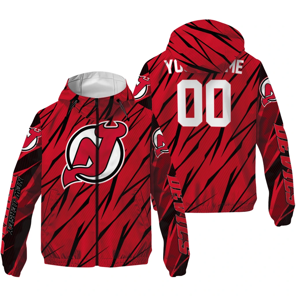 custom new jersey devils abstract streaks red windbreaker jacket high quality custom new jersey devils abstract streaks red windbreaker jacket high quality