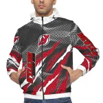 custom new jersey devils claw mesh red gray windbreaker jacket best selling