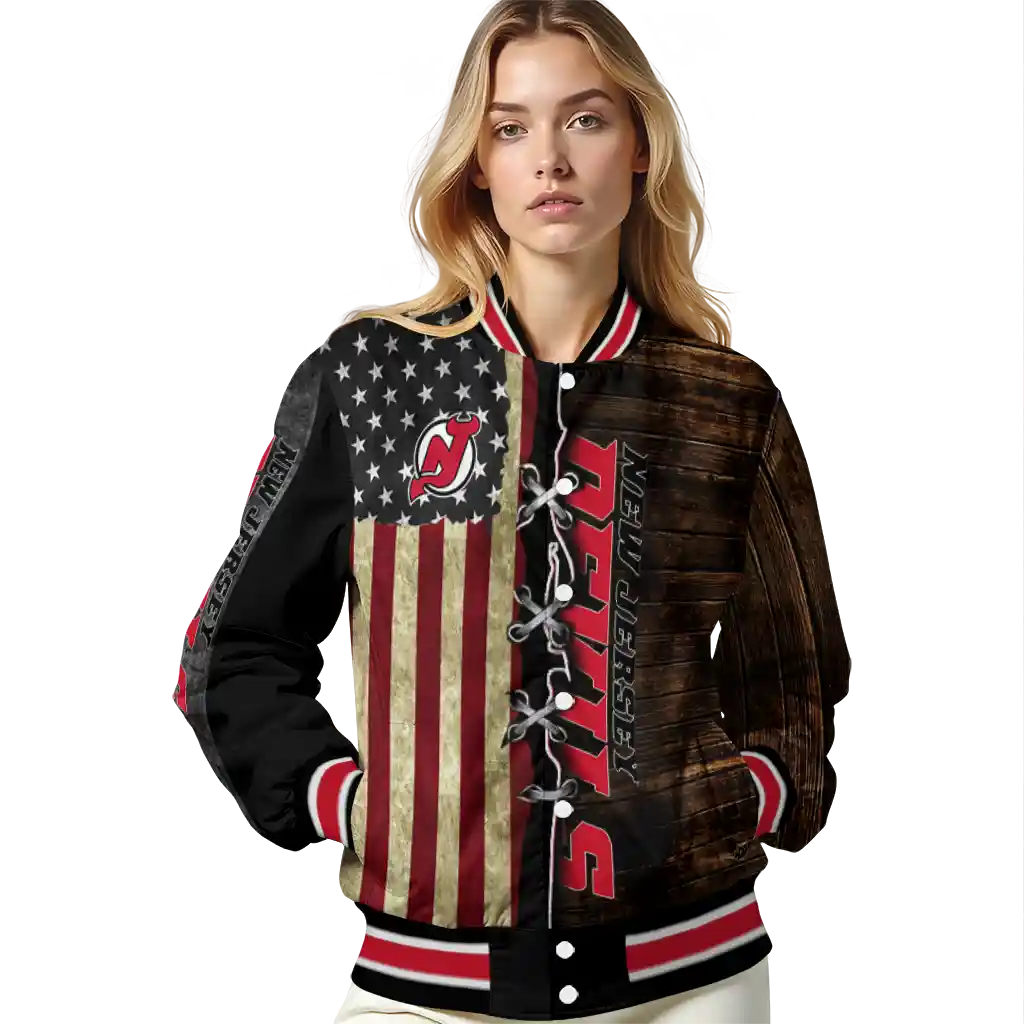 custom new jersey devils flag wood brown varsity jacket latest model custom new jersey devils flag wood brown varsity jacket latest model