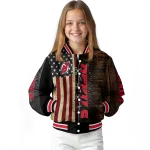 custom new jersey devils flag wood brown varsity jacket best selling