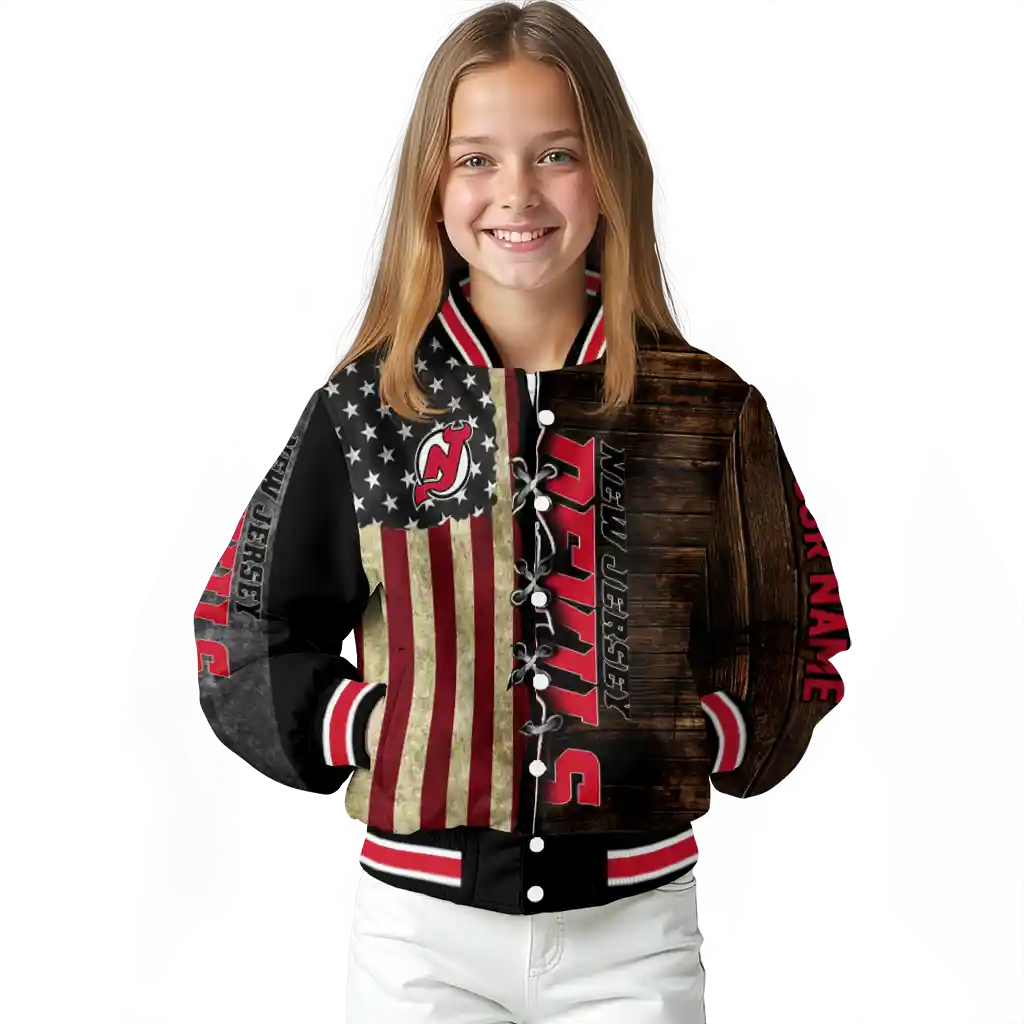 custom new jersey devils flag wood brown varsity jacket top rated custom new jersey devils flag wood brown varsity jacket top rated
