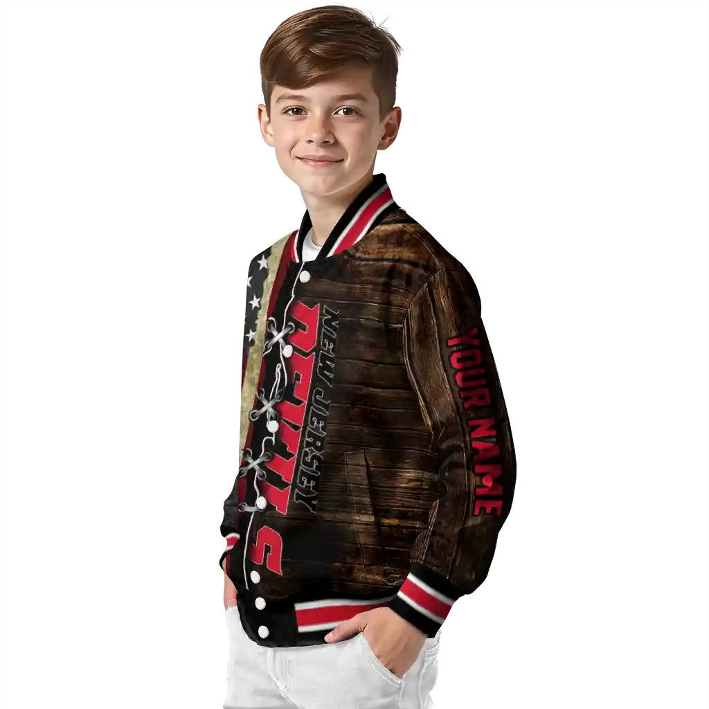 custom new jersey devils flag wood brown varsity jacket trendy custom new jersey devils flag wood brown varsity jacket trendy