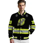 custom new jersey devils heartbeat accent black green varsity jacket best selling