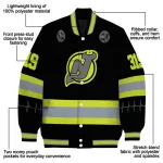 custom new jersey devils heartbeat accent black green varsity jacket best selling