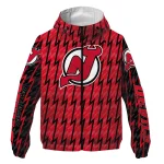 custom new jersey devils lightning strike grid red windbreaker jacket best selling