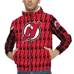 custom new jersey devils lightning strike grid red windbreaker jacket best selling