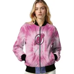 custom new jersey devils pink tie dye pink bomber jacket best selling