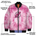 custom new jersey devils pink tie dye pink bomber jacket best selling