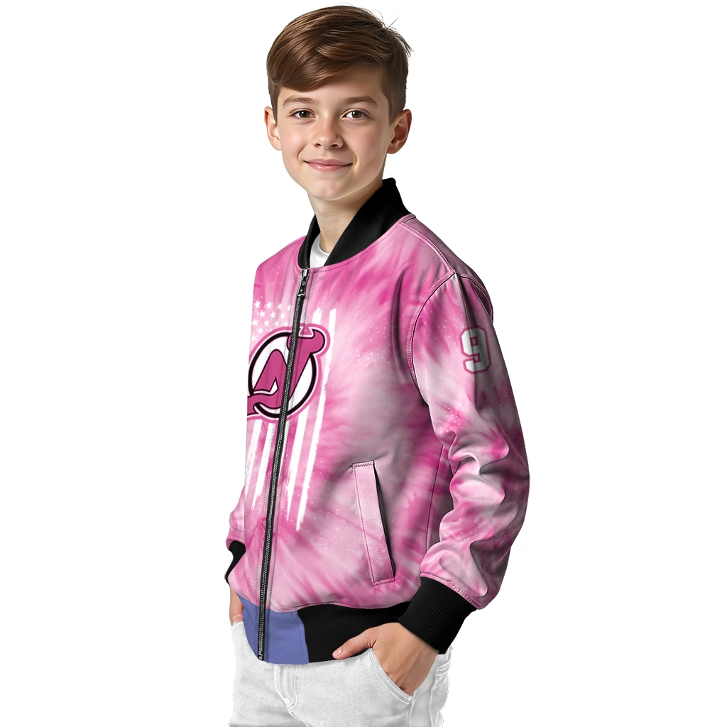 custom new jersey devils pink tie dye pink bomber jacket trendy custom new jersey devils pink tie dye pink bomber jacket trendy