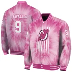 custom new jersey devils pink tie dye pink varsity jacket best selling