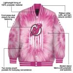 custom new jersey devils pink tie dye pink varsity jacket best selling
