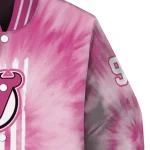 custom new jersey devils pink tie dye pink varsity jacket best selling